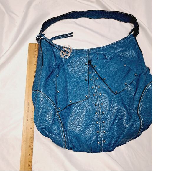 Marc Echo Vegan Leather Turquoise Blue Y2K Bow Detail Zipper Bucket bag - Picture 8 of 16